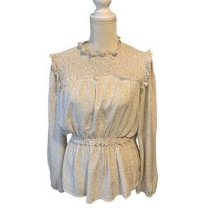 Alice Blue Cream Floral Lace High Neck Blouse Womens Size S